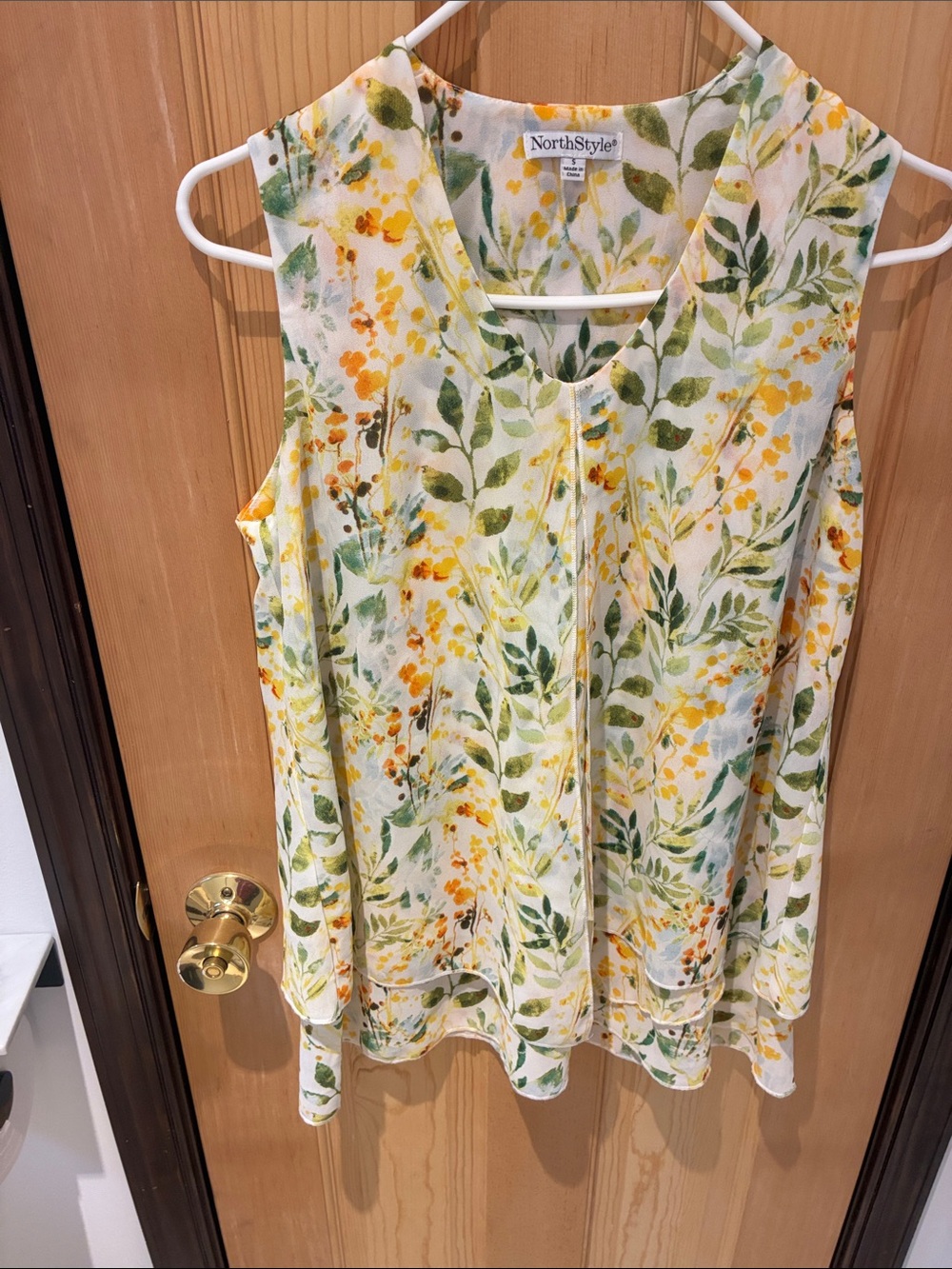 NorthStyle Floral V-Neck Camisole in White, Yellow & Green